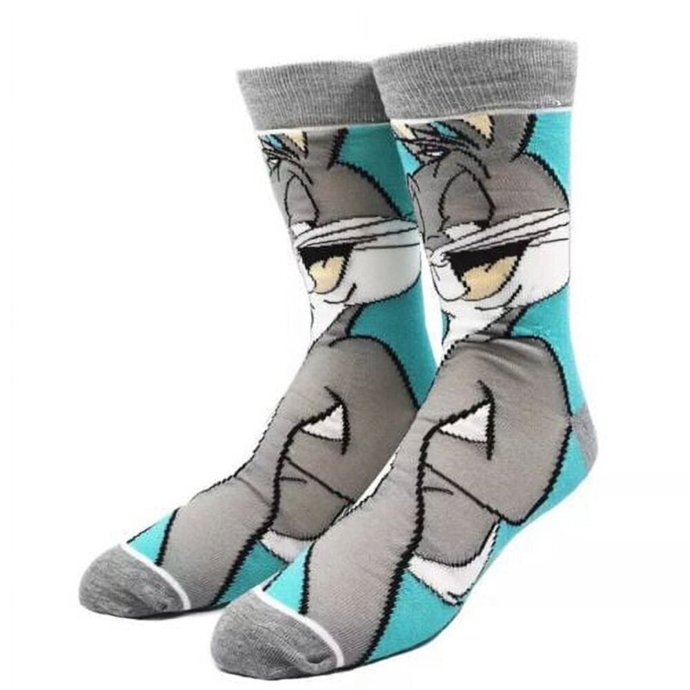Bugs Bunny Cartoon Crew Socks Gray Blue – Novelty Socks Men Women